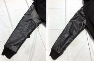 Stussy スタジャン合皮袖を皮革袖へ作り変え 230129O