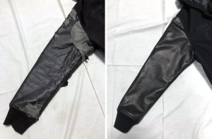 Stussy スタジャン合皮袖を皮革袖へ作り変え 230129O