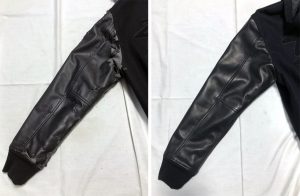 Stussy スタジャン合皮袖を皮革袖へ作り変え 230129O