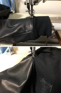 Stussy スタジャン合皮袖を皮革袖へ作り変え 230129O