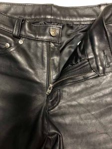 ショット 革パンツ フロントファスナー交換 230322A