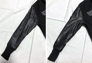 ブラックフレイム スタジャン合皮袖を皮革袖に作り変え ブラックフレイム スタジャン合皮袖を皮革袖に作り変え 230405Y
