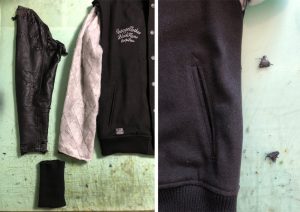 ブラックフレイム スタジャン合皮袖を皮革袖に作り変え ブラックフレイム スタジャン合皮袖を皮革袖に作り変え 230405Y