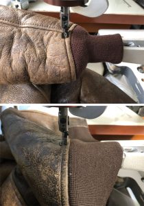 アヴィレックス ムートンジャケット 袖・裾リブ交換・オイルメンテナンス 230513K