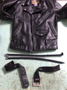 ショット 618サイズ直し・アジャスターベルト取外し・ファスナー交換 230621N